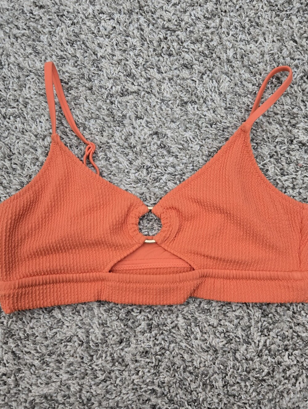 Orange Aerie Crinkle Scoop Cutout Bikini Top